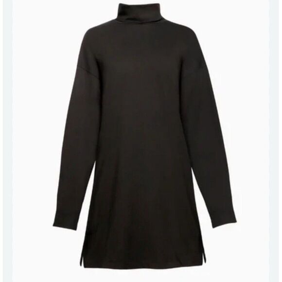 ATM Anthony Thomas‎ Melillo Jersey Turtleneck Dress Black Size Large Button Cuff - Picture 1 of 9